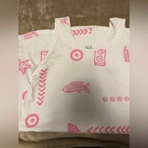 Pink Patterned White Mini Summer Dress